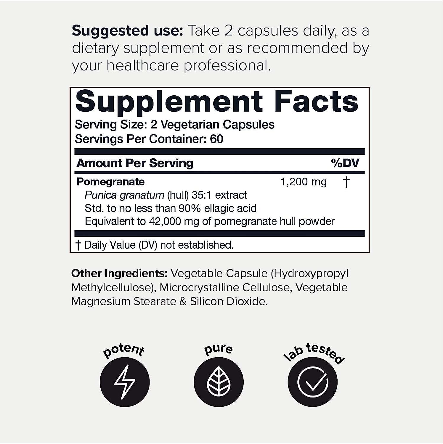 Toniiq Pomegranate Extract Ingredient Listing